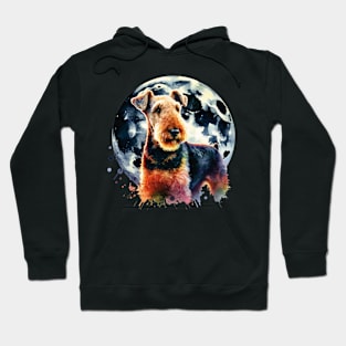 Airedale Terrier And The Moon Hoodie